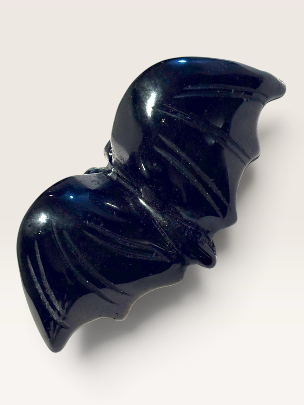 Black Obsidian Bat Figurine - Halloween Decorative Home Art - Picture 3 of 8